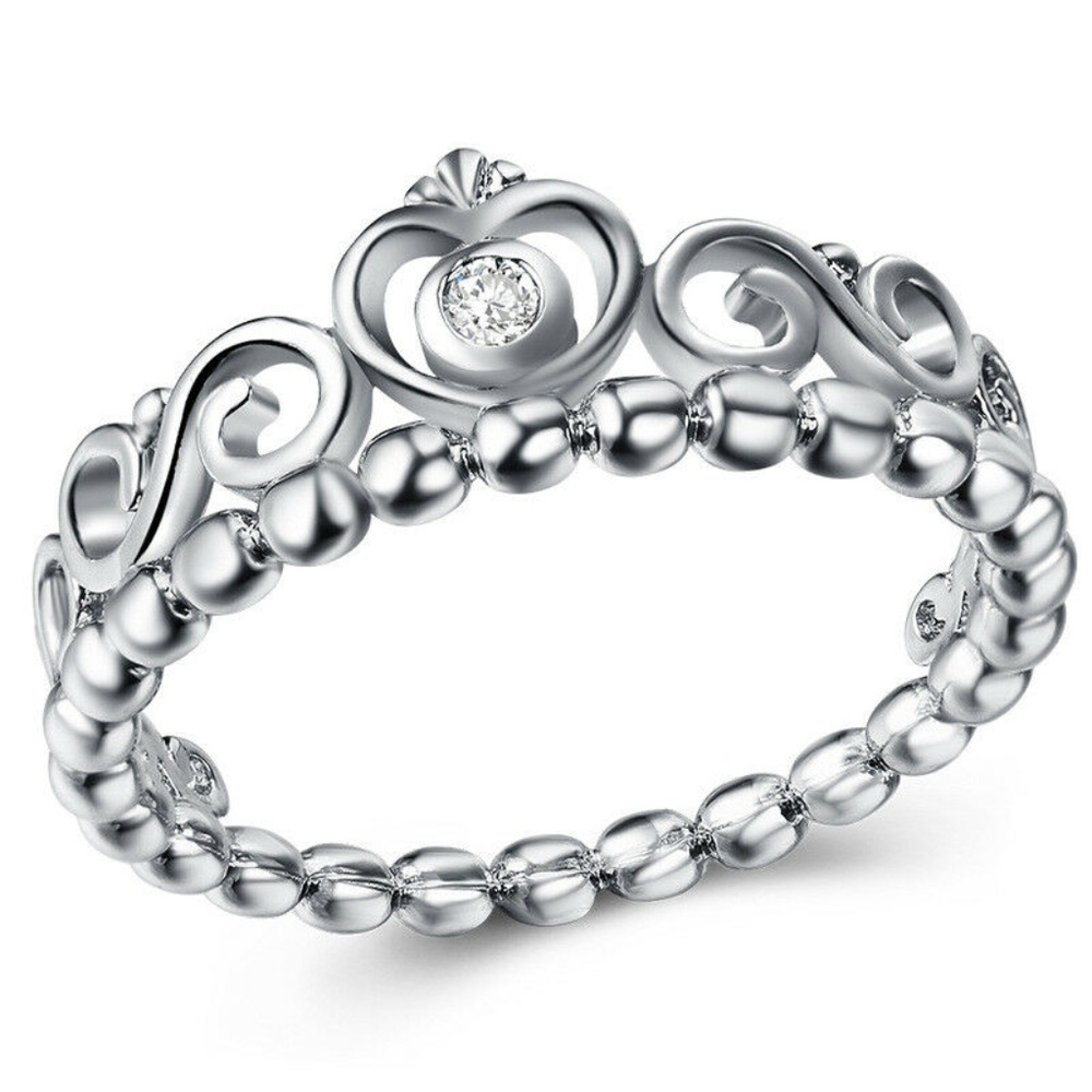 Elegant Queen Crown 925 Silver White Sapphire New